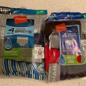 Hanes Boys' Tagless Briefs - Gray, Black, Red, Blue (2 packs)